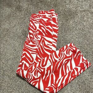 Red and White Zebra Print Pants